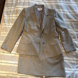 Women's Gray Blazer and Skirt Set